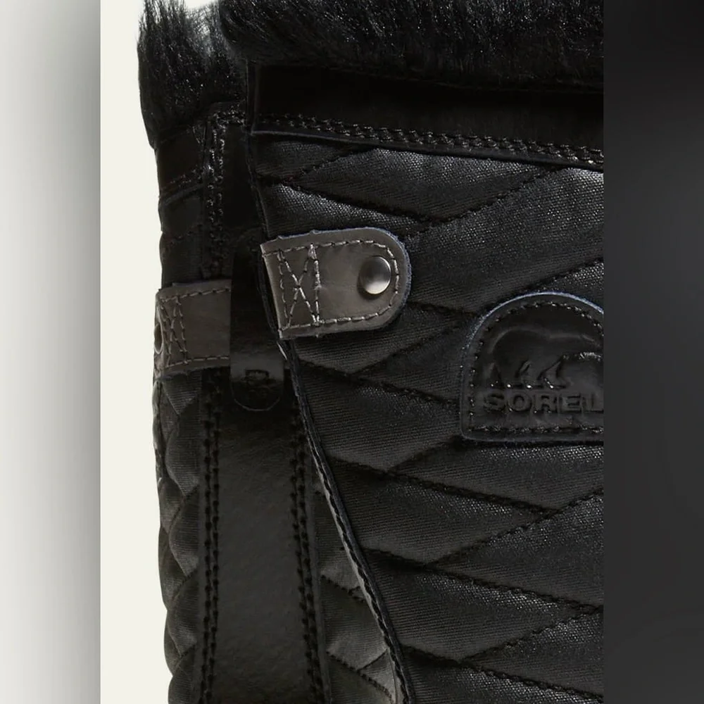 NWOT Sorel Kid's Tofino II Tall Hiking Boots with Faux Fur-Trim Black Quarry